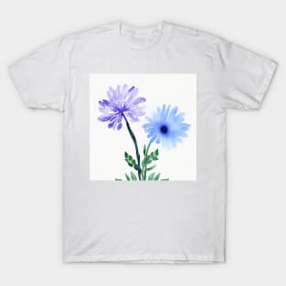 Watercolor Flower - Blue and Purple T-Shirt